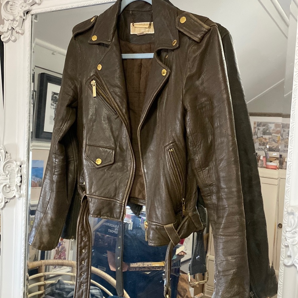 Michael Kors Leather jacket in olive